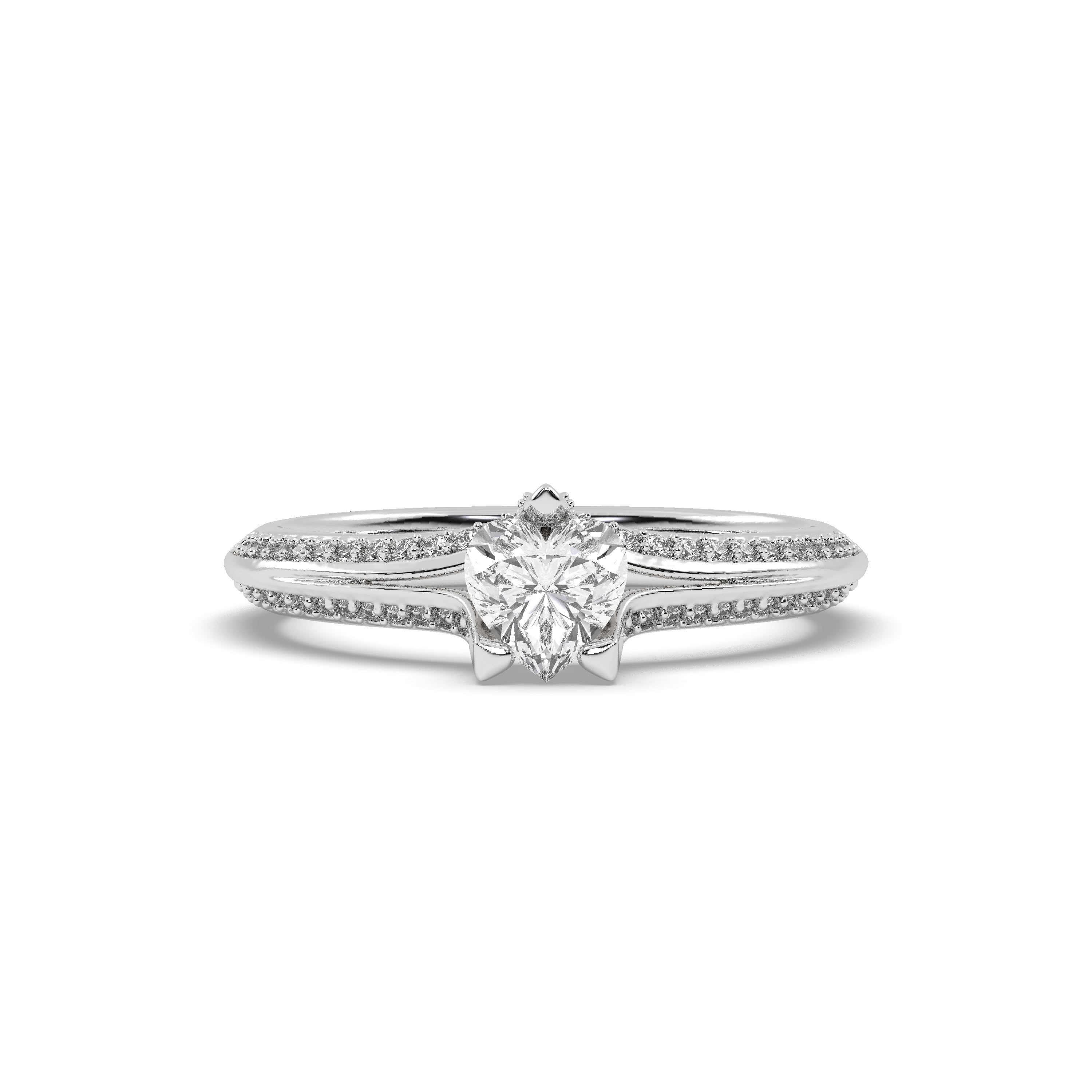 White Gold Studded 0.804 Carat Lab Grown Diamond Ring-E Color VS1 Clarity.